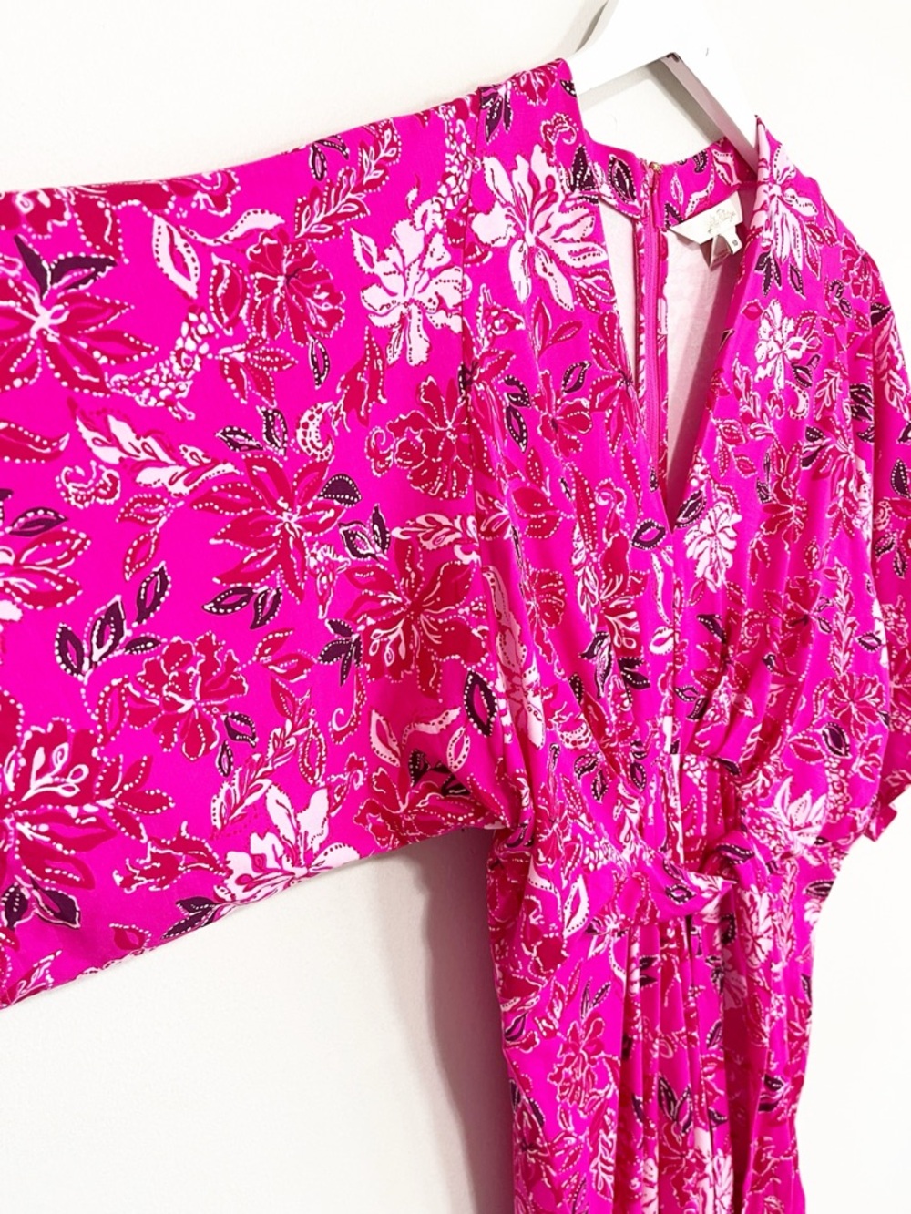 Lilly Pulitzer Wisteria Jersey Knit Kimono Sleeve Floral Dress Pink 10 - Picture 6 of 10